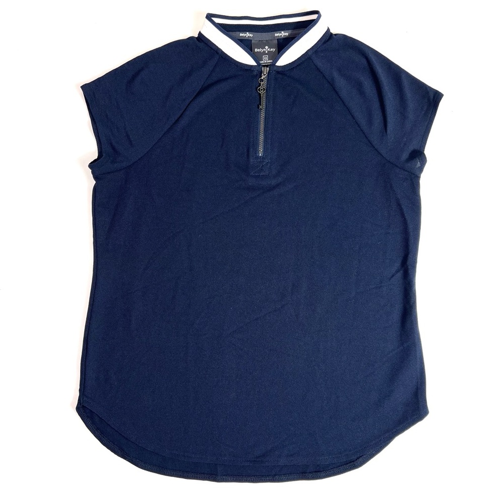 Belyn Key Cap Sleeve Raglan Zip Top Navy Size XS - Picture 8 of 8